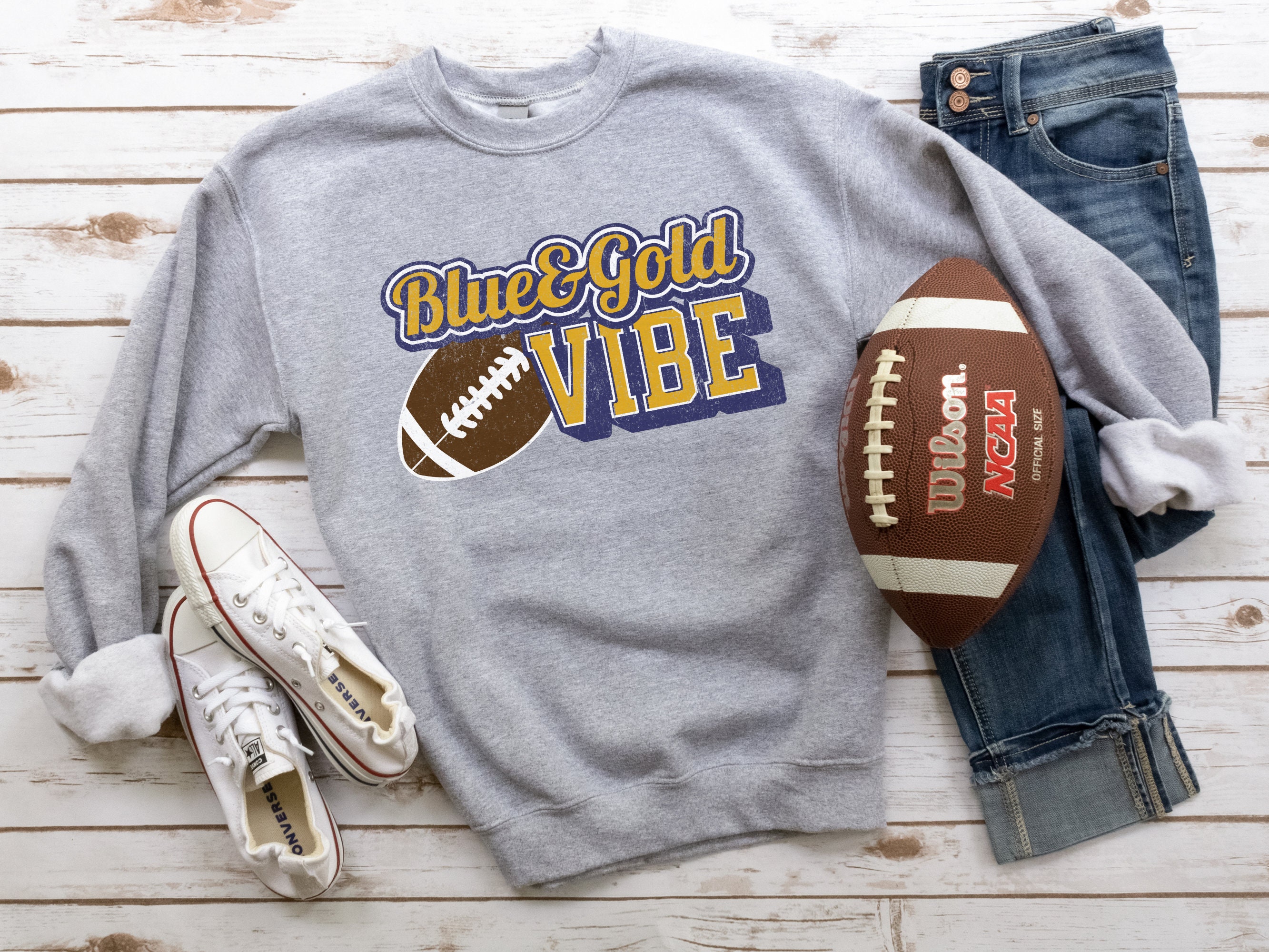 Blue Gold Sweatshirt Etsy