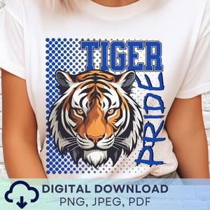 Digitale download Tiger Pride png, tijgermascotte jpeg, favoriete teamafbeelding, schoolgeest speldag png voor leraar