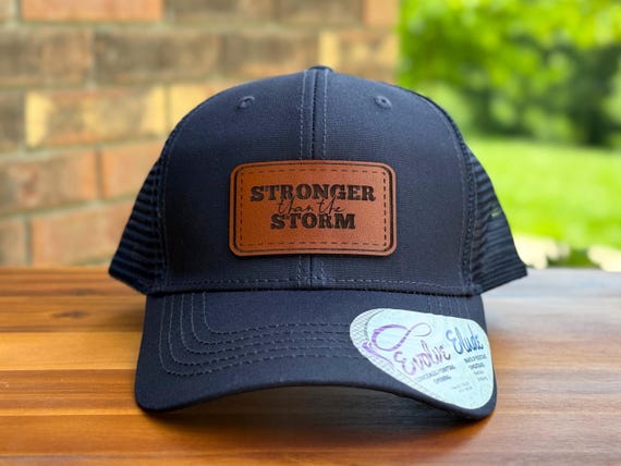 Christian Leather Patch Trucker Hat: Encouraging Scripture  display picture 1