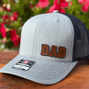 Custom Leather Patch Hat for Dad Trucker Hat Gift for Dad Baseball Cap Father's Day Gift for Dad Richardson 112 Hat for New Dad Hat