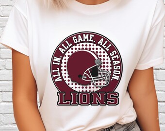 Digital Download Lions Football PNG, Lions Mascot JPEG, Favorite Team Graphic, School Spirit Game Day PNG for Teacher