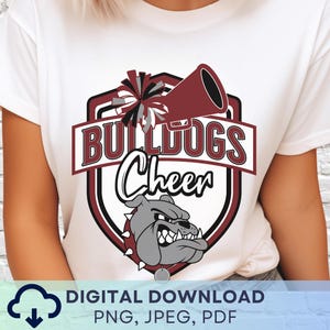Digital Download Bulldogs Cheer Mascot PNG, Bulldogs Mascot JPEG, Favorite Team Graphic, School Spirit Game Day PNG for Coach