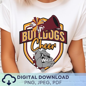 Digital Download Bulldogs Cheer Mascot PNG, Bulldogs Mascot JPEG, Favorite Team Graphic, School Spirit Game Day PNG for Coach
