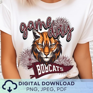 Digital Download Bobcats Pennant PNG, Bobcats Mascot JPEG, Favorite Team Graphic, School Spirit Game Day PNG for Teacher