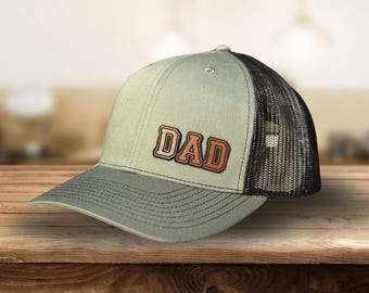 Custom Leather Patch Hat for Dad, Gift for Dad,  for Dad, Patch for Trucker Hat, Father's Day Gift, Richardson 112 Hat, New Dad Hat