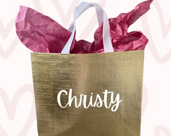 Personalisierte Geschenktasche, holografische Geschenktasche, Einkaufstasche, Geburtstagsgeschenktasche, Weihnachtsgeschenktasche, Bachelorette Geschenktasche, Willkommenstasche