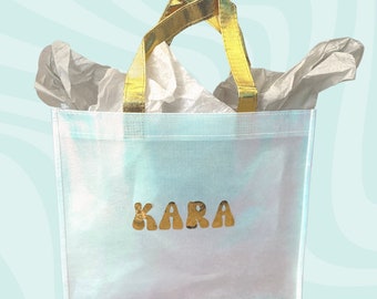 Custom Iridescent Gift Bag/ Bachelorette Gift Bag/Personalized Bags/Bridesmaid Gift Bag/Holographic Gift Bag/Aesthetic Gift Bag/Birthday Bag