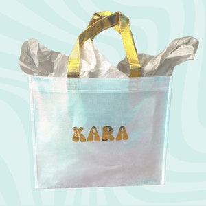 Custom Iridescent Gift Bag/ Bachelorette Gift Bag/Personalized Bags/Bridesmaid Gift Bag/Holographic Gift Bag/Aesthetic Gift Bag/Birthday Bag