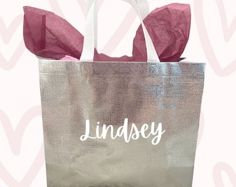 Personalisierte Geschenktasche, Holographische Geschenktasche, Einkaufstasche, Geburtstagsgeschenktasche, Weihnachtsgeschenktasche, Bachelorette Geschenktasche, Willkommenstasche