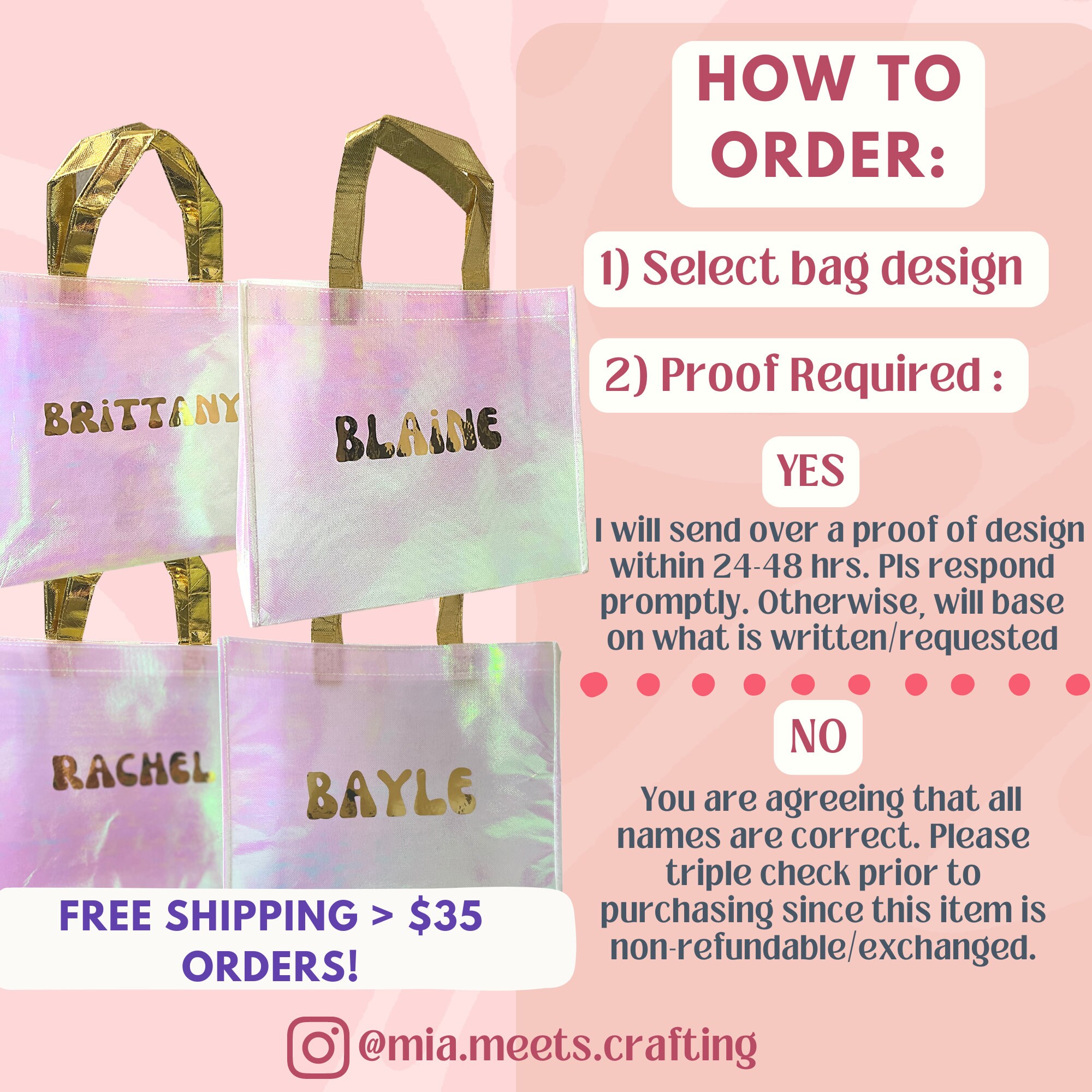 Custom Iridescent Gift Bag/ Bachelorette Gift Bag/personalized Girl ...