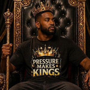 King Shirt Streetwear Black Crown Graphic Cotton, Pressure Makes Kings Tee