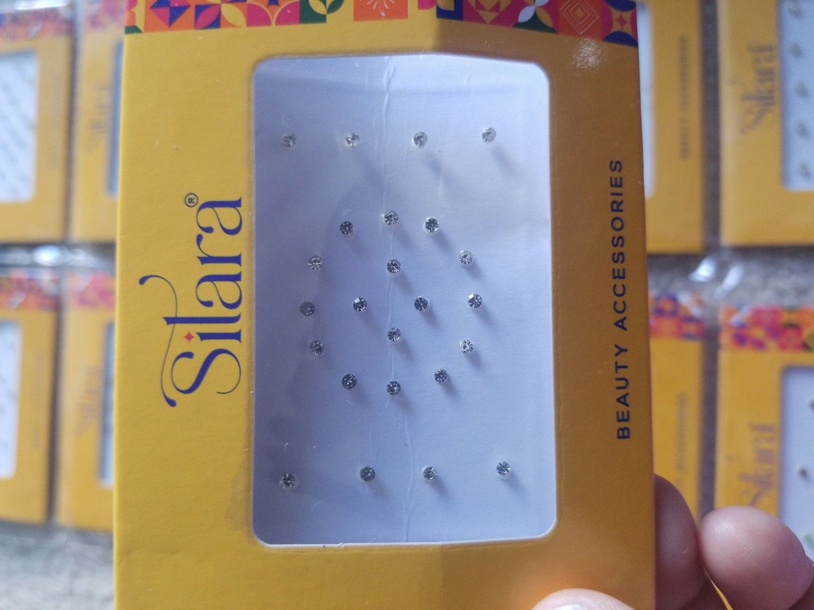Silver Bindi Fake Nose Studs: Self Adhesive Rhinestone Stickers - Etsy
