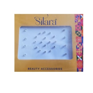 Silver Bindi Fake Nose Studs: Self Adhesive Rhinestone Stickers