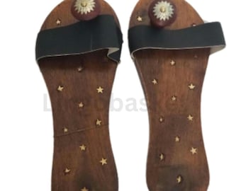 Pantuflas Paduka de madera talladas a mano: Sandalias de meditación para yoguis del Himalaya