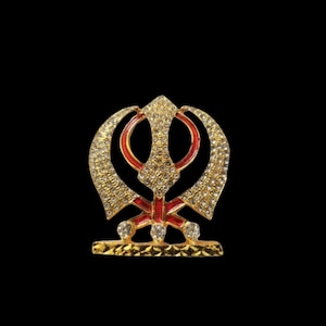 Studded Khanda Car Hanging: Sikh Rear View Mirror Pendant