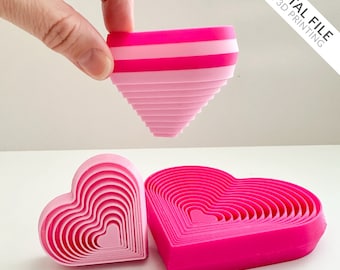 Heart Layered Fidget Toy (2 Sizes) - STL Files for 3D Printing