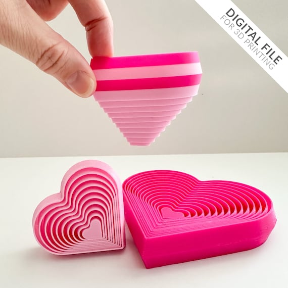 Heart Layered Fidget Toy (2 Sizes) - STL Files for 3D Printing
