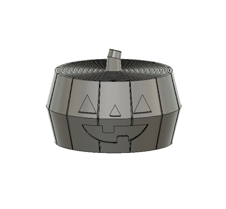 Pu&ograve; includere: Una zucca di ceramica grigia con un viso di zucca intagliato. La zucca ha un piccolo gambo in cima.