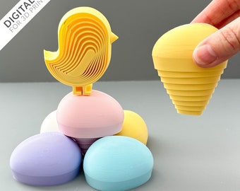 Baby Chick and Easter Egg Layered Fidgets - STL Files for 3D Printing
