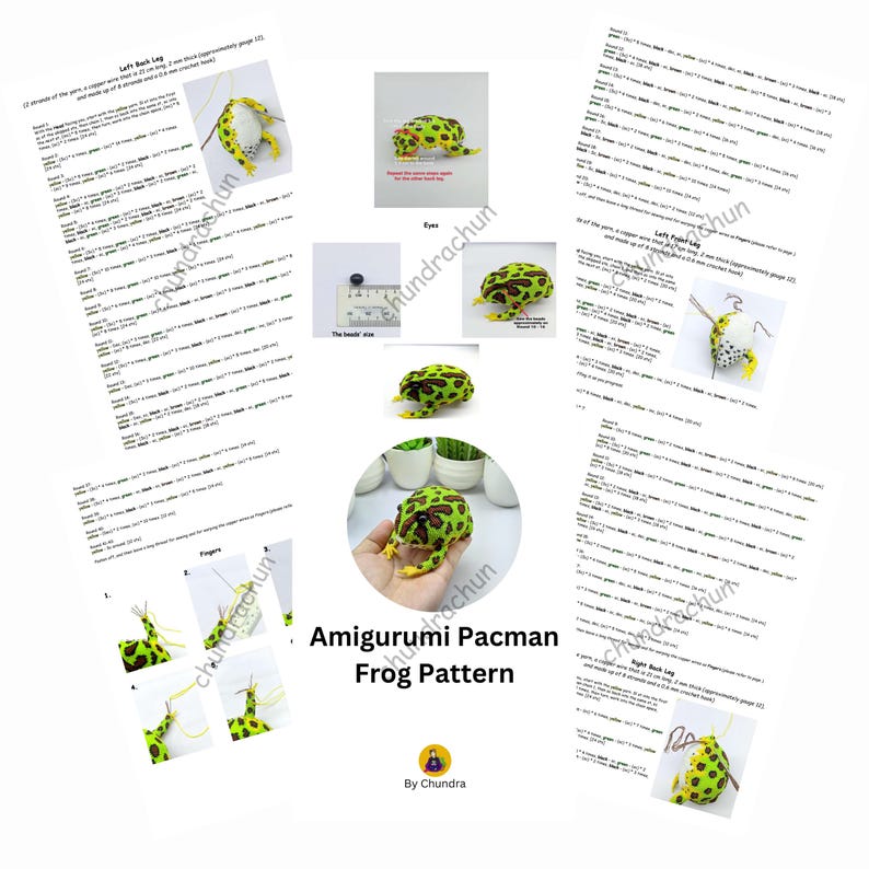Pacman Frog Crochet Pattern, Stuffed Sea Animal Pattern, PDF Download ...