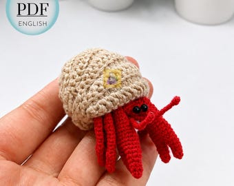 Hermit Crab Crochet Pattern, Stuffed Sea Animal Pattern, PDF Download, Crochet Hermit Crab Pattern, Crochet Plush