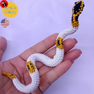 Pied Ball Python Snake Crochet Pattern, Stuffed Animal Pattern, PDF Download, Crochet Pied Ball Python Snake Pattern, Crochet Plush