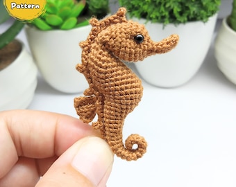 Patrón de caballito de mar a crochet, patrón de animal marino de peluche, descarga en PDF, patrón de caballito de mar a crochet, peluche a crochet
