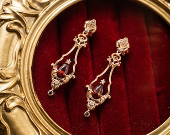 Vintage Rubin Ohrringe aus 585er Gold - Zarte Rubin Ohrstecker - Handgemachter Schmuck - Geschenk für Sie - Rubin Schmuck - Perfektes Geschenk für Mama
