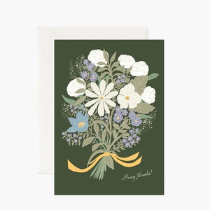 Carte de voeux de remerciement / Cartes illustrées conçues par un artiste / Série de cartes de souhaits / Dessin de bouquet de fleurs / Fait main
