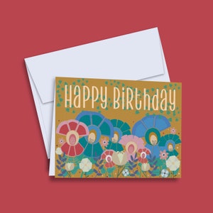 Florale Wunschkarte / Artist Designed Illustrated Cards / Wunschkarten Serie / Blumenbouquet Zeichnung / handmade / Birthday