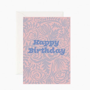 Geburtstagswunschkarte / Designed Illustrierte Karten / Wunschkarten Serie / Blumen Zeichnung / Handgemacht / florale Ornamente