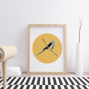 Vogelprint / Handgemaakte aquarel / woondecoratie / Kunstenaar ontworpen Geïllustreerde prenten / Vogeltekeningen / Betoverde tuin / mixed media