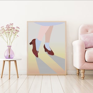 Dorothy&#39;s schoenen print / woondecoratie / Artist Designed Illustrated prints / Moderne vectorafbeelding / Wall Art prints / Wizard of Oz print