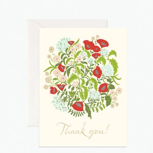 Wenskaart bedankt / Ontworpen geïllustreerde kaarten / serie wenskaarten / Bloemenboekettekening /