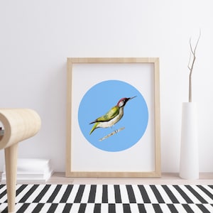 Vogelprint/handgemaakte aquarel/huisdecoratie/kunstenaar ontworpen geïllustreerde prints/vogeltekeningen/betoverde tuin/mixed media
