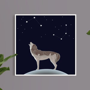Wolf print/grafisch/huisdecoratie/kunstenaar ontworpen geïllustreerde prints/vector moderne afbeelding/muur kunst print