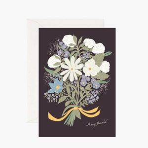 Carte de vœux de remerciement / Cartes illustrées conçues par un artiste / série de cartes de souhaits / Dessin de bouquet floral / fait à la main