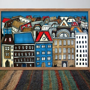 Stadsgezicht/Boedapest/kunstenaar ontworpen geïllustreerde prints/Wall Art digitale prints/handgemaakt/home decor/boho