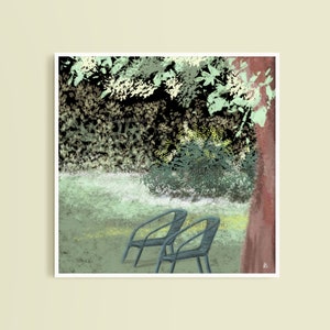 Verzauberter Garten / Verzauberter Garten / modernes Bild / von Künstlern entworfener illustrierter Druck / Wandkunst Digitaldruck / handgefertigt