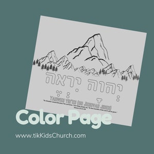 Yaweh Yireh, Jehovah Jireh Color Page | Abraham, Isaac, Mt Moriah, Sacrifice, Faith Test | Genesis 22 | Elementary Kids Church Ministry