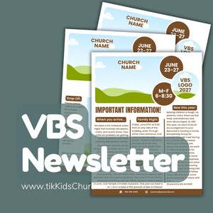 VBS Newsletter Template Canva | Editable Parent Letter | Vacation Bible School Communication