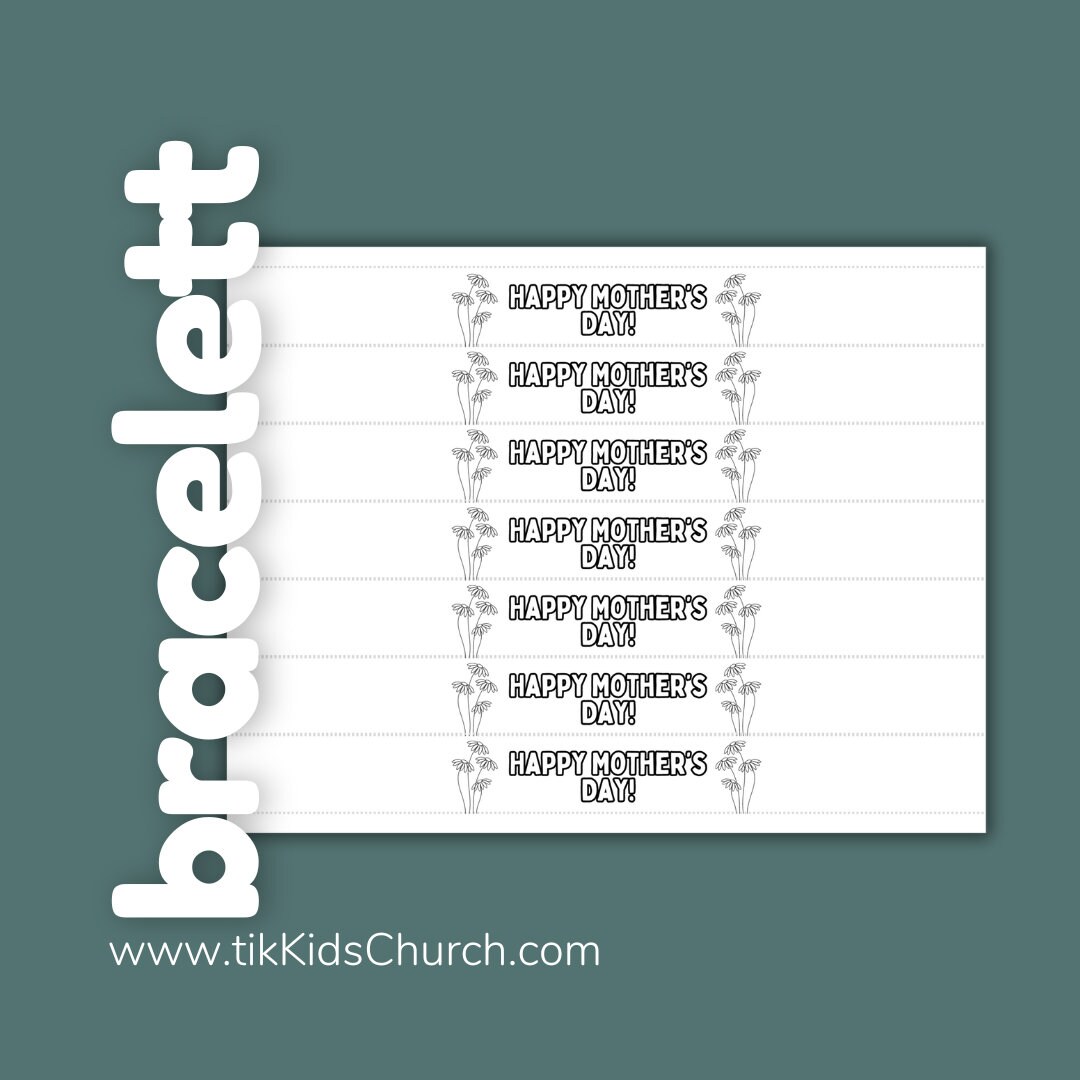Mother's Day Coloring Bracelet | PDF, PNG | Craft | Preschool ...