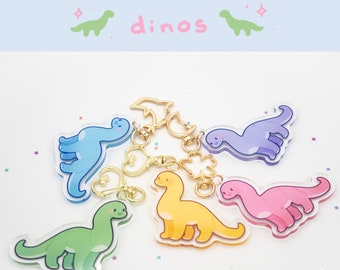 Llaveros de la amistad Rainbow Dino, ligeros y brillantes.