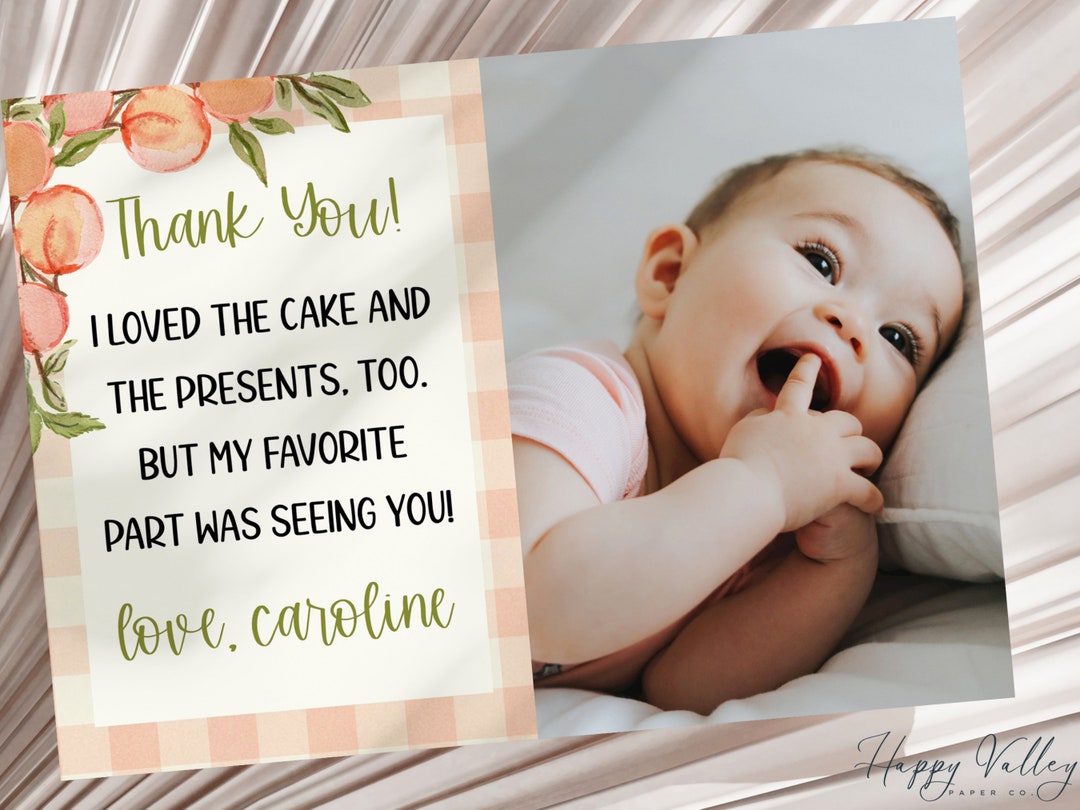 Sweet Peach Birthday Thank You Card: Editable Printable (TY-PEACH1) - Etsy