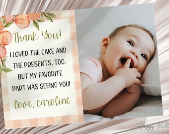 Sweet Peach Birthday Thank You Card: Editable Printable (TY-PEACH1)