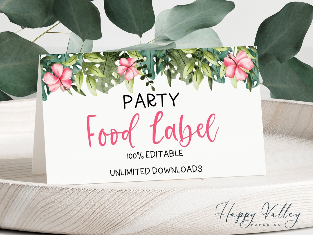 Wild One Food Label, Jungle Party Food Label, Safari Animals Birthday ...