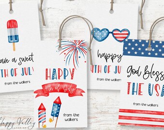 4th of July Gift Tag Bundle: Patriotic Party Favor Tags (Digital Download)