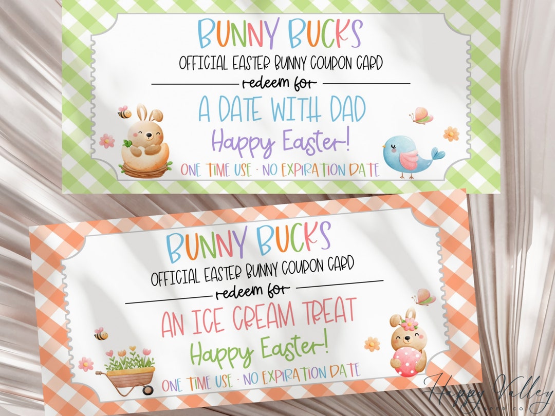 Easter Bunny Coupons, Printable Easter Coupons for Kids, Easter Play ...