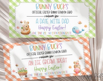 Printable Easter Bunny Bucks Coupons for Kids (Instant Download)