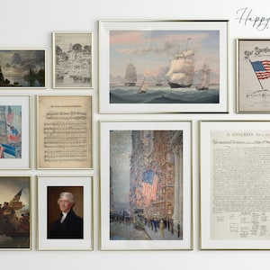 Vintage 4th of July Gallery Wall Print Set of 10, Independence Day Art, American Flag Patriotic Print, 4th of July Printable | ART-USA1